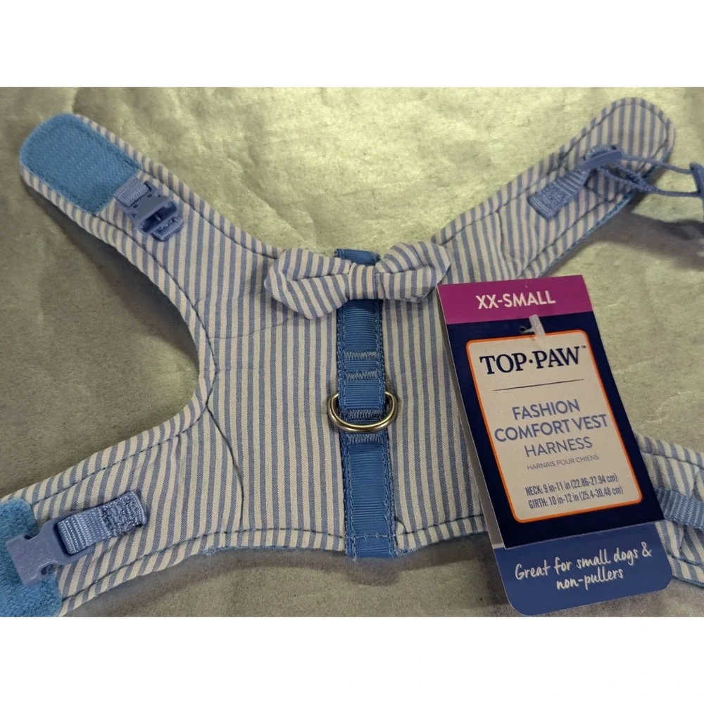 Top‎ Paw XX-SMALL fashion comfort vest harness blue stripe NWT